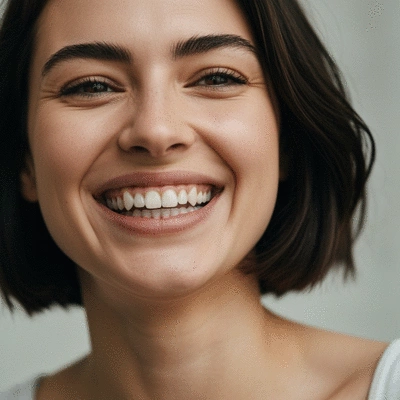Patient smiling confidently after a successful smile design, showing bright, healthy teeth
