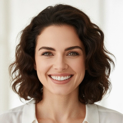 Confident woman with a perfect smile, close up