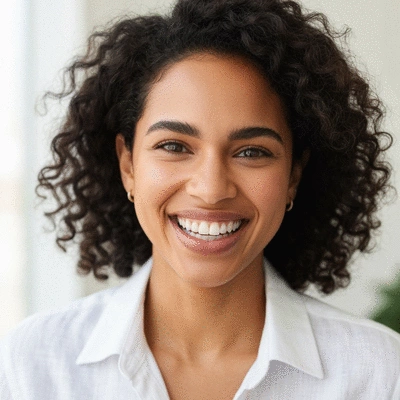 Person smiling confidently, showcasing perfect dental implants